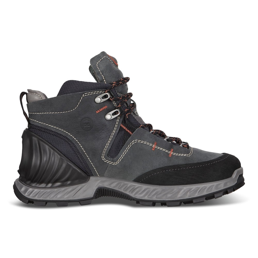 Mens Hiking Shoes - ECCO Exohike Mid Gtx - Black - 7143TJIFH